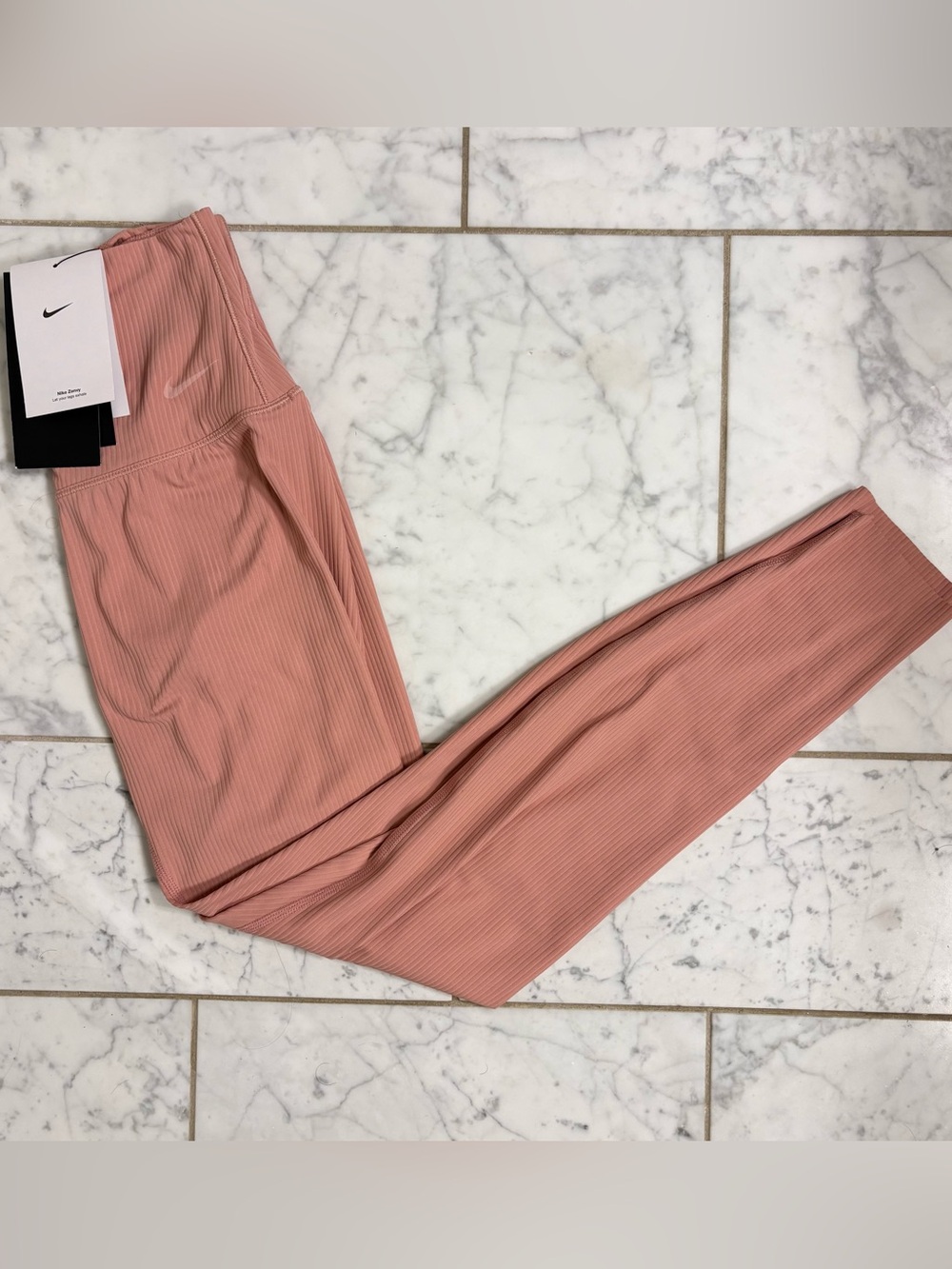 Nike Zenvy Rib Gentle-Support High-Waisted 7/8 Leggings Size XS PINK MSRP $110